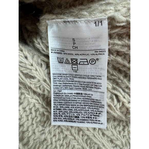 Banana Republic Fisherman Stitch Pullover Sweater Women's Small Beige Winter - Picture 6 of 8